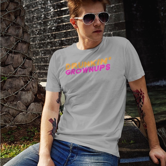 Drunkin’ GrownUps | Dunkin’ Donuts Men’s Gray Tee NWT - Picture 1 of 4